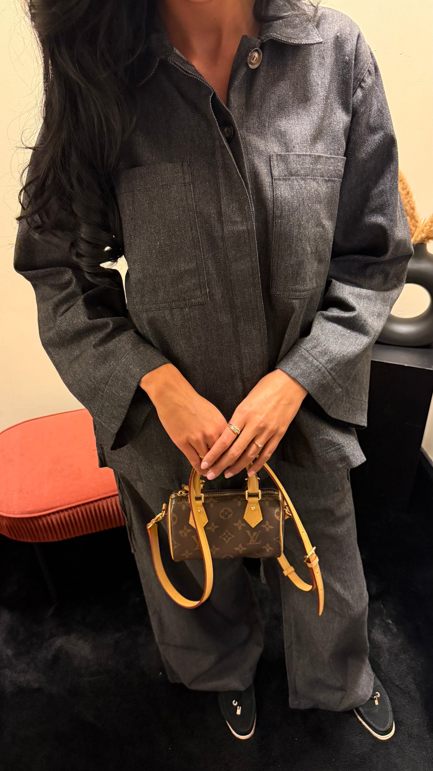 Cynthia denim set Gray