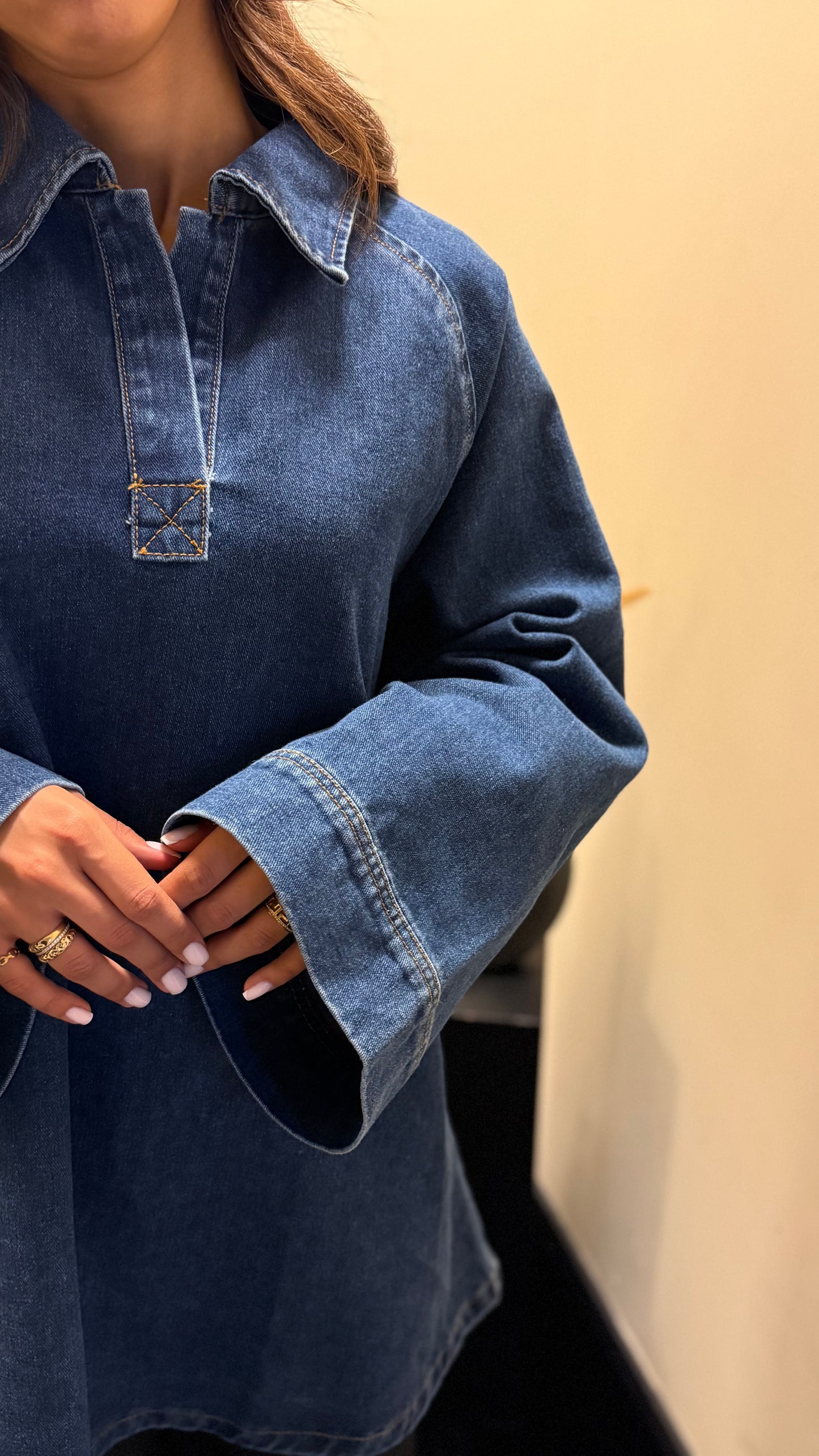 Nayra denim blouse dark Blue