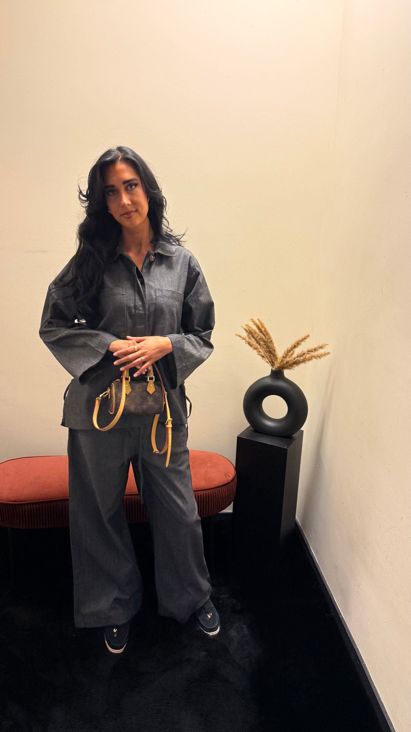 Cynthia denim set Gray