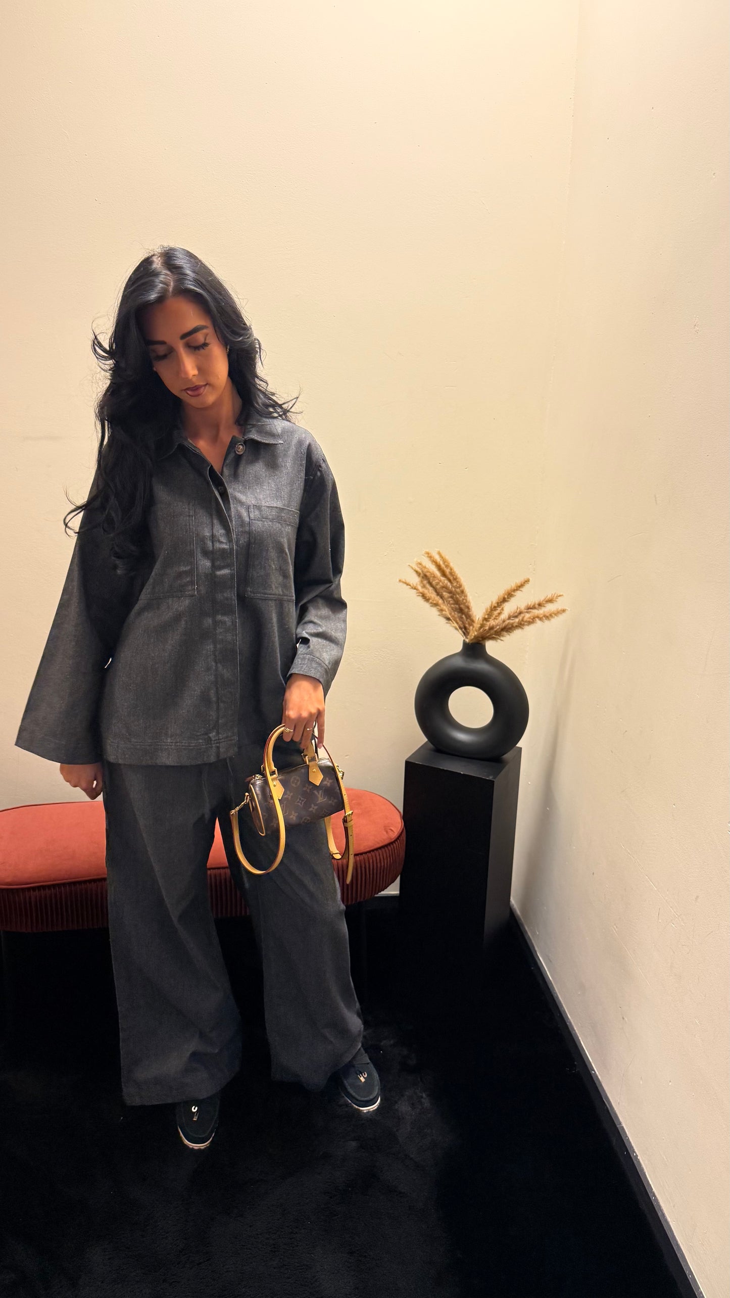 Cynthia denim set Gray
