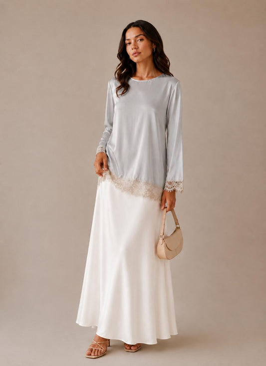 Satijnen Amy top Gray